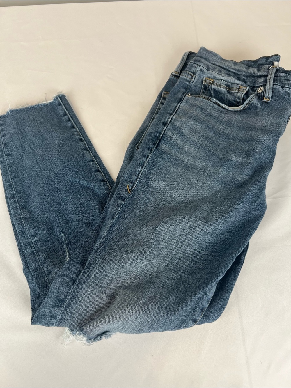 Good American Medium Blue Ankle Crop Jeans
